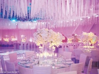 Прикраса залу на весілля (86 фото): оформлення весільного банкетного приміщення в стилі «рустик» та інших