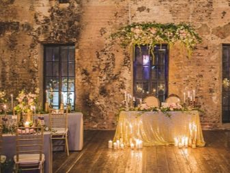 Прикраса залу на весілля (86 фото): оформлення весільного банкетного приміщення в стилі «рустик» та інших