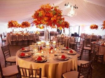 Прикраса залу на весілля (86 фото): оформлення весільного банкетного приміщення в стилі «рустик» та інших