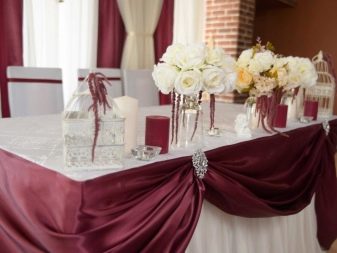 Прикраса залу на весілля (86 фото): оформлення весільного банкетного приміщення в стилі «рустик» та інших