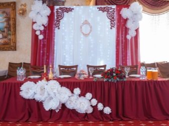 Прикраса залу на весілля (86 фото): оформлення весільного банкетного приміщення в стилі «рустик» та інших