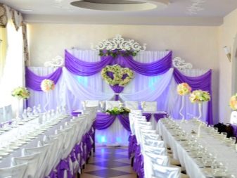 Прикраса залу на весілля (86 фото): оформлення весільного банкетного приміщення в стилі «рустик» та інших
