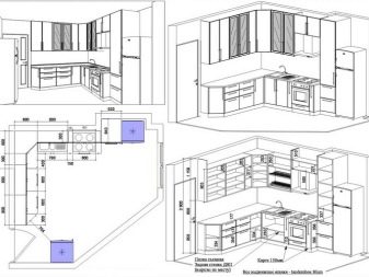 Проект кутової кухні (34 фото): дизайн-планування кухонних гарнітурів з правим і лівим кутом, варіанти розміщення меблів