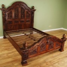 Різьблені ліжка (44 фото): моделі з масиву дерева, з різьбленим узголів’ям, дерев’яні двоспальні і односпальні моделі з різьбленням, дитячі ліжка