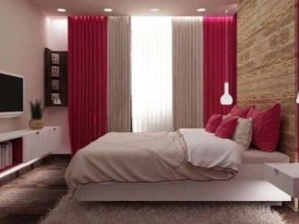 Рожеві штори в спальні (43 фото): сірий інтер’єр зі шторами ніжно-рожевого кольору і інші варіанти