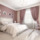 Рожеві штори в спальні (43 фото): сірий інтер’єр зі шторами ніжно-рожевого кольору і інші варіанти