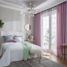 Рожеві штори в спальні (43 фото): сірий інтер’єр зі шторами ніжно-рожевого кольору і інші варіанти