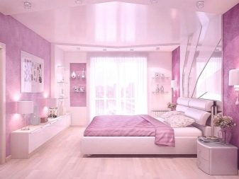 Рожева спальня (76 фото): кімната в сіро-рожевих пудрових, біло-рожевих і бежево-рожевих тонах, штори і шпалери в дизайні інтер’єру, поєднання з іншими кольорами