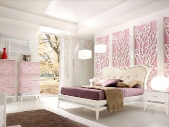 Рожева спальня (76 фото): кімната в сіро-рожевих пудрових, біло-рожевих і бежево-рожевих тонах, штори і шпалери в дизайні інтер’єру, поєднання з іншими кольорами