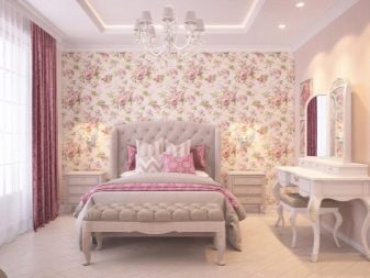 Рожева спальня (76 фото): кімната в сіро-рожевих пудрових, біло-рожевих і бежево-рожевих тонах, штори і шпалери в дизайні інтер’єру, поєднання з іншими кольорами