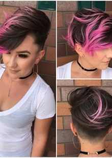 Рожеве мелірування (40 фото): варіанти мелірування рожевим кольором на темні і світлі волосся, особливості мелірування пасом рожевим відтінком