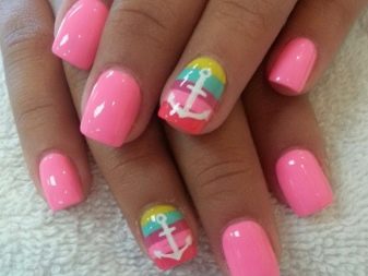 Рожевий манікюр (123 фото): красивий яскраво-рожевий манікюр з сірим кольором і сріблом, місячний декор та ідеї блискучих малюнків з смужками