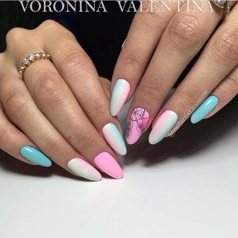 Рожевий манікюр (123 фото): річний дизайн нігтів лаком кольору пильна троянда і темно-перламутрового відтінку