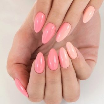 Рожевий манікюр (123 фото): річний дизайн нігтів лаком кольору пильна троянда і темно-перламутрового відтінку