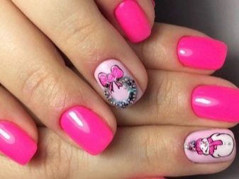 Рожевий манікюр (123 фото): річний дизайн нігтів лаком кольору пильна троянда і темно-перламутрового відтінку