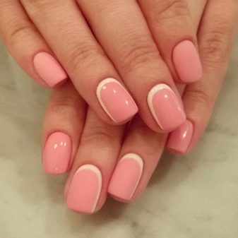 Рожевий манікюр (123 фото): річний дизайн нігтів лаком кольору пильна троянда і темно-перламутрового відтінку