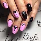 Рожевий манікюр зі стразами (89 фото): дизайн нігтів в яскраво-рожевому кольорі, френч з камінням