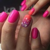 Рожевий манікюр зі стразами (89 фото): дизайн нігтів в яскраво-рожевому кольорі, френч з камінням
