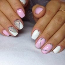 Рожевий манікюр зі стразами (89 фото): дизайн нігтів в яскраво-рожевому кольорі, френч з камінням