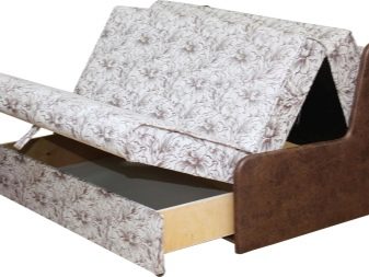 Розкладні дивани без підлокітників: моделі шириною 120, 130 і 140 см, маленькі 100 і 110 см, переваги і недоліки