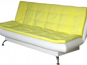 Розкладні дивани без підлокітників: моделі шириною 120, 130 і 140 см, маленькі 100 і 110 см, переваги і недоліки