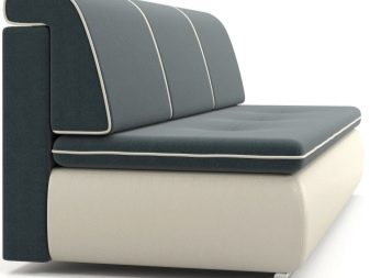 Розкладні дивани без підлокітників: моделі шириною 120, 130 і 140 см, маленькі 100 і 110 см, переваги і недоліки
