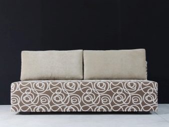 Розкладні дивани без підлокітників: моделі шириною 120, 130 і 140 см, маленькі 100 і 110 см, переваги і недоліки