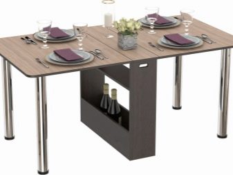 Розкладний обідній стіл-книжка для вітальні: як вибрати вузький стіл-трансформер для залу круглої і квадратної форми?