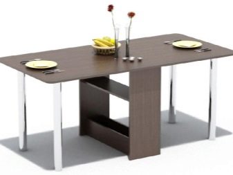 Розкладний обідній стіл-книжка для вітальні: як вибрати вузький стіл-трансформер для залу круглої і квадратної форми?