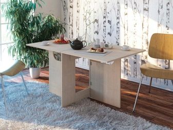 Розкладний обідній стіл-книжка для вітальні: як вибрати вузький стіл-трансформер для залу круглої і квадратної форми?