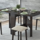 Розкладний обідній стіл-книжка для вітальні: як вибрати вузький стіл-трансформер для залу круглої і квадратної форми?