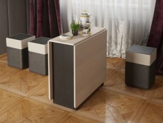 Розкладний обідній стіл-книжка для вітальні: як вибрати вузький стіл-трансформер для залу круглої і квадратної форми?