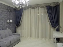 Сірі штори в інтер’єрі вітальні (60 фото): біло-сріблясті штори в залі, сіро-зелені, сіро-блакитні, сіро-бежеві комбінації в шторах