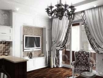 Сірі штори в інтер’єрі вітальні (60 фото): біло-сріблясті штори в залі, сіро-зелені, сіро-блакитні, сіро-бежеві комбінації в шторах