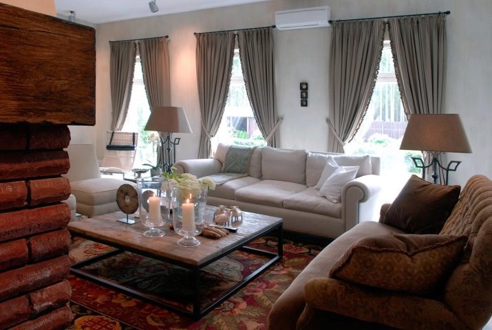 Сірі штори в інтер’єрі вітальні (60 фото): біло-сріблясті штори в залі, сіро-зелені, сіро-блакитні, сіро-бежеві комбінації в шторах