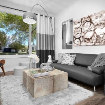 Сірі штори в інтер’єрі вітальні (60 фото): біло-сріблясті штори в залі, сіро-зелені, сіро-блакитні, сіро-бежеві комбінації в шторах