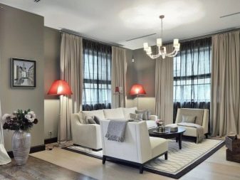 Сірі штори в інтер’єрі вітальні (60 фото): біло-сріблясті штори в залі, сіро-зелені, сіро-блакитні, сіро-бежеві комбінації в шторах