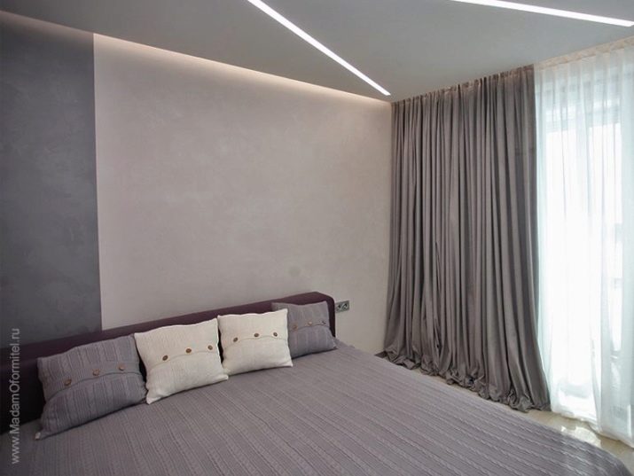 Сірі штори в спальні (63 фото): інтер’єр з синьо-сірими і світло-сірими фіранками, дизайн з темно-сірими і сіро-коричневими шторами, інші варіанти