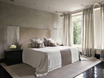 Сірі штори в спальні (63 фото): інтер’єр з синьо-сірими і світло-сірими фіранками, дизайн з темно-сірими і сіро-коричневими шторами, інші варіанти