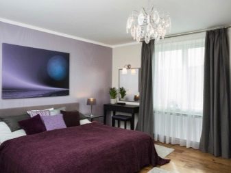 Сірі штори в спальні (63 фото): інтер’єр з синьо-сірими і світло-сірими фіранками, дизайн з темно-сірими і сіро-коричневими шторами, інші варіанти