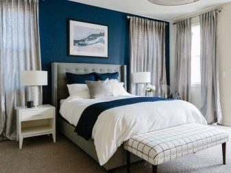 Сірі штори в спальні (63 фото): інтер’єр з синьо-сірими і світло-сірими фіранками, дизайн з темно-сірими і сіро-коричневими шторами, інші варіанти