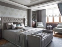 Сірі штори в спальні (63 фото): інтер’єр з синьо-сірими і світло-сірими фіранками, дизайн з темно-сірими і сіро-коричневими шторами, інші варіанти