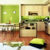 Салатові кухні (74 фото): особливості кухонного гарнітура салатового кольору в інтер’єрі кухні, варіанти дизайну шпалер в салатових тонах