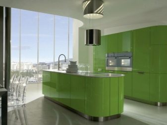 Салатові кухні (74 фото): особливості кухонного гарнітура салатового кольору в інтер’єрі кухні, варіанти дизайну шпалер в салатових тонах