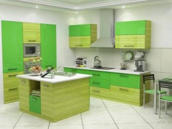 Салатові кухні (74 фото): особливості кухонного гарнітура салатового кольору в інтер’єрі кухні, варіанти дизайну шпалер в салатових тонах
