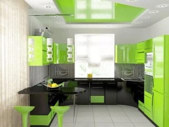 Салатові кухні (74 фото): особливості кухонного гарнітура салатового кольору в інтер’єрі кухні, варіанти дизайну шпалер в салатових тонах