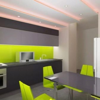 Салатові кухні (74 фото): особливості кухонного гарнітура салатового кольору в інтер’єрі кухні, варіанти дизайну шпалер в салатових тонах
