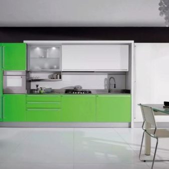 Салатові кухні (74 фото): особливості кухонного гарнітура салатового кольору в інтер’єрі кухні, варіанти дизайну шпалер в салатових тонах