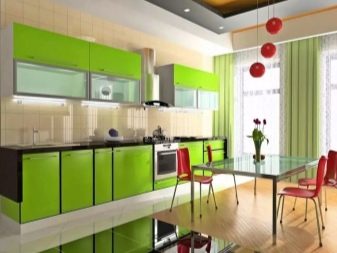 Салатові кухні (74 фото): особливості кухонного гарнітура салатового кольору в інтер’єрі кухні, варіанти дизайну шпалер в салатових тонах