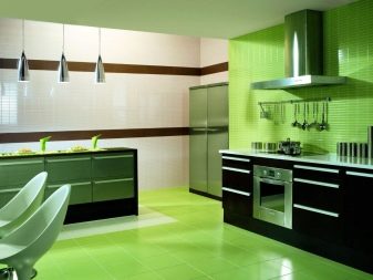 Салатові кухні (74 фото): особливості кухонного гарнітура салатового кольору в інтер’єрі кухні, варіанти дизайну шпалер в салатових тонах